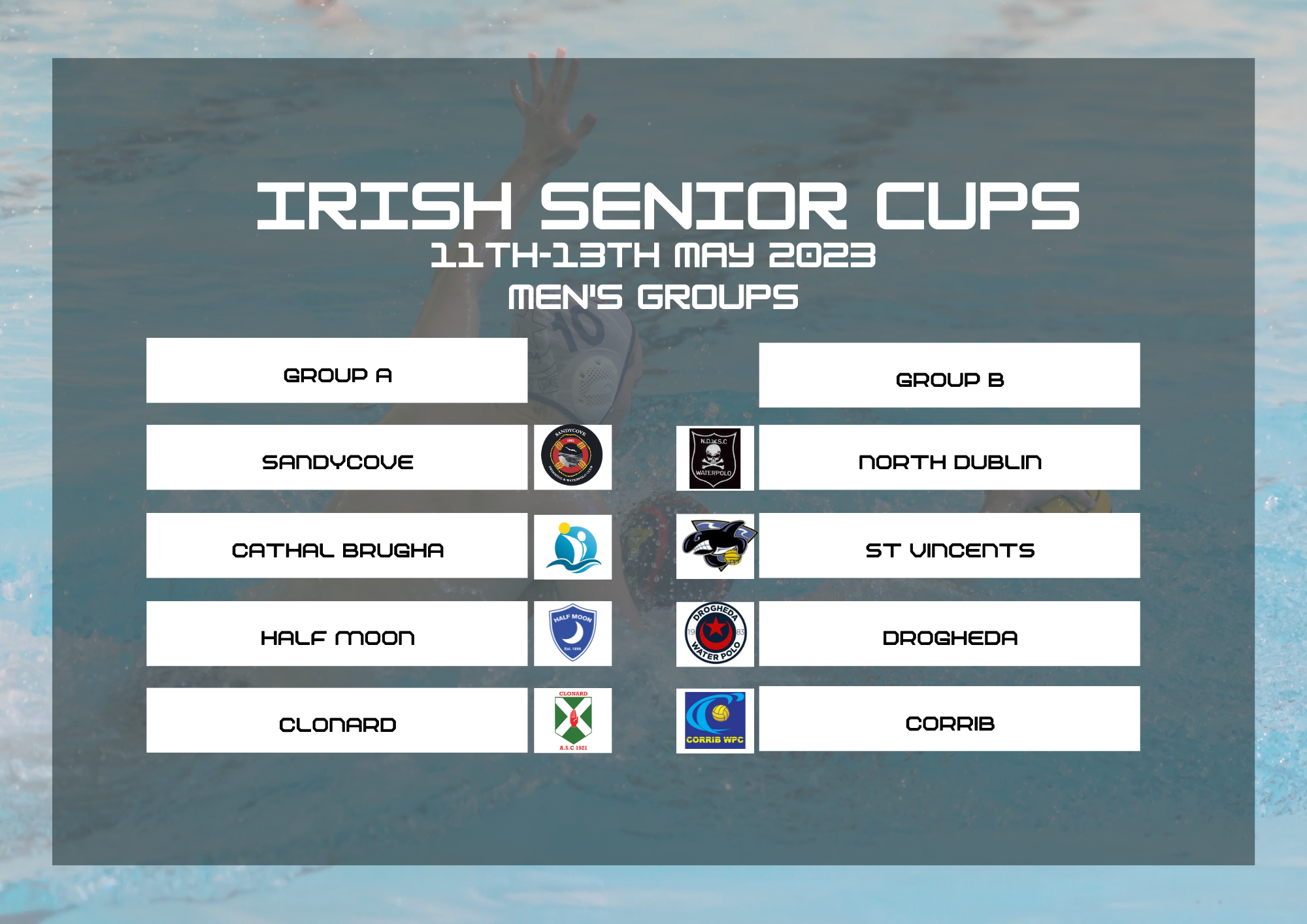Irish Senior Cups 2023 Match Schedule Ireland Water Polo